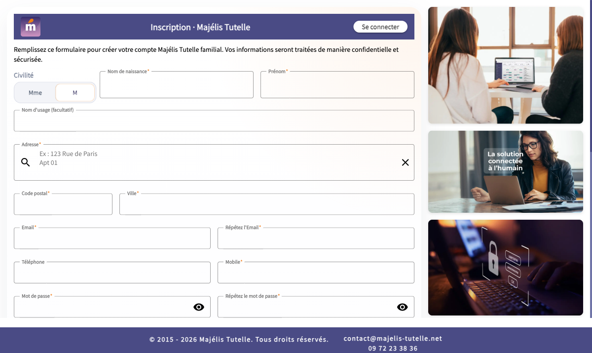 Formulaire d'inscription à Majélis Tutelle familial